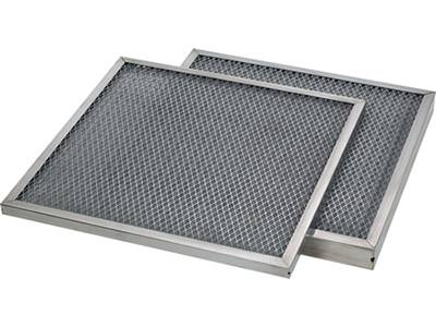 Two aluminum frame panel filter have expanded mesh as protective mesh.