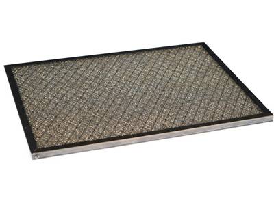 There is a galvanized frame panel filter which has knitted media mesh and expanded protective mesh.