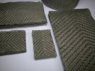 Five pieces compress knitted mesh panel filter element in the shape of rectangle.